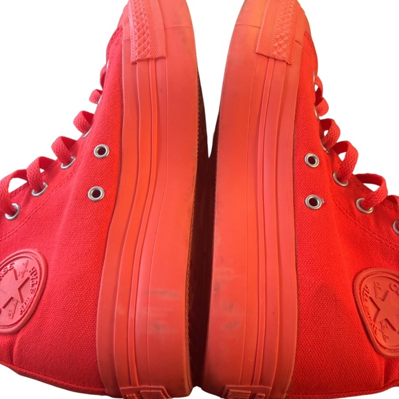 Converse All Star Platform High Tops – Monochrome Neon Orange – Women’s 8 - Picture 7 of 8